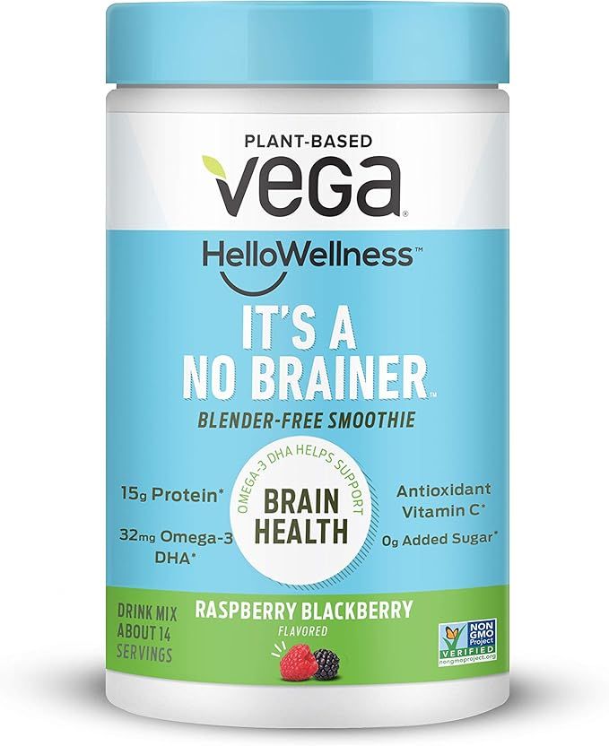 Vega Hello Wellness It’s a No Brainer Blender Free Smoothie, Raspberry BlackBerry (14 Servings,... | Amazon (US)