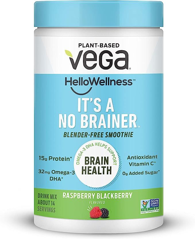 Vega Hello Wellness It’s a No Brainer Blender Free Smoothie, Raspberry BlackBerry (14 Servings,... | Amazon (US)