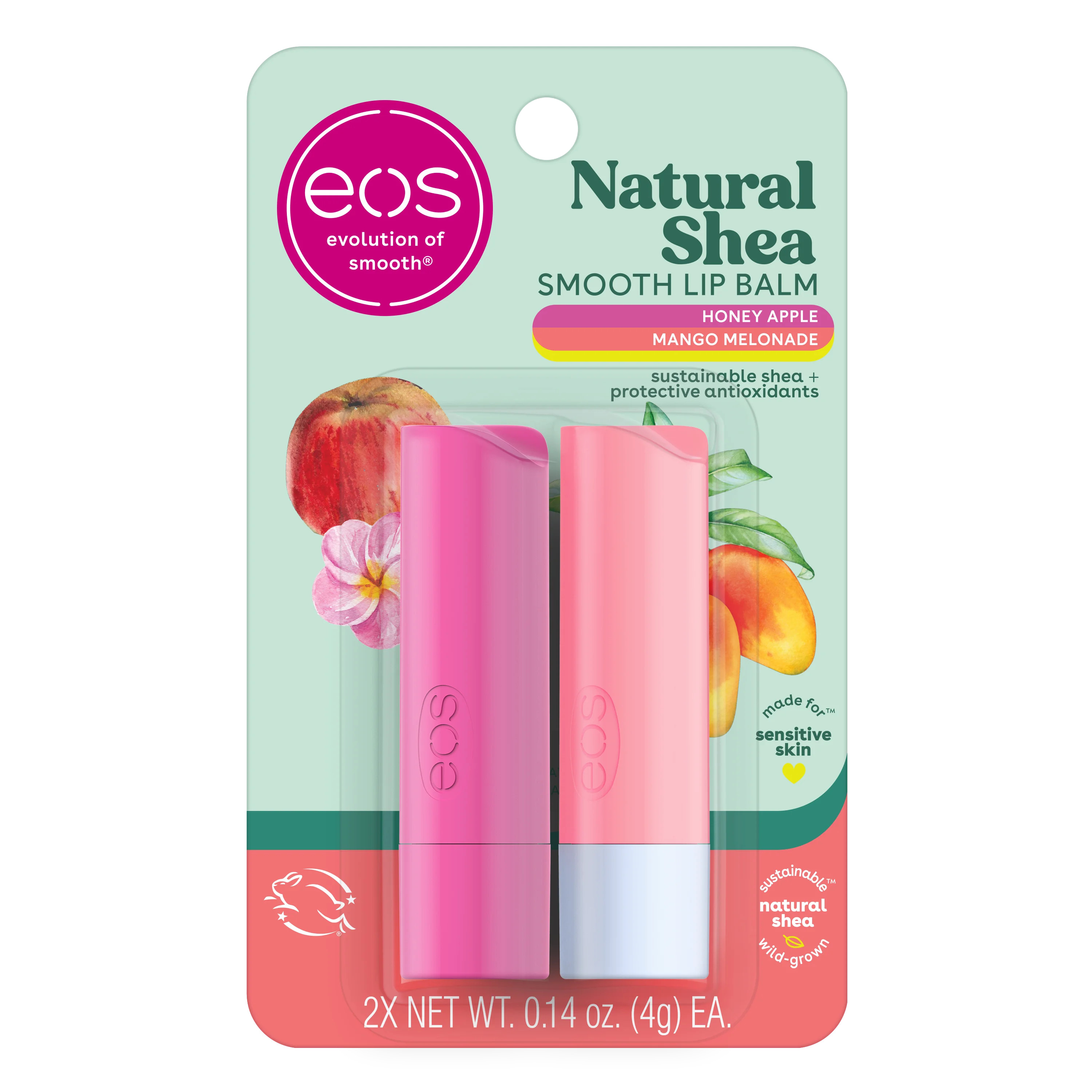 eos Natural Shea Smooth Lip Balm - Honey Apple & Mango Melonade, 0.14 oz, 2-pack - Walmart.com | Walmart (US)