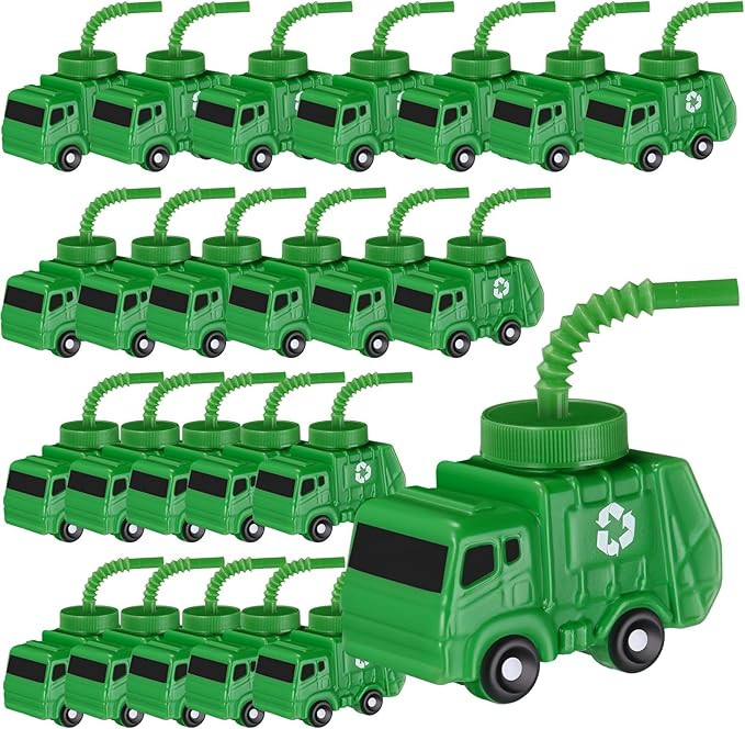 Tanlade 24 Sets Garbage Truck Cups with Straws, Trash Truck Birthday Party Decorations, 10 oz Pla... | Amazon (US)