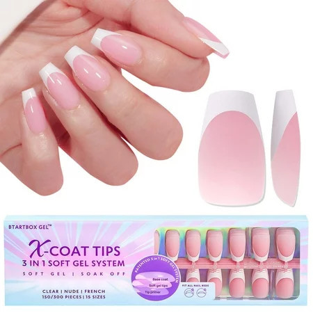 BTArtbox 160pcs Short Coffin French Tip Press on Nails，Pink Soft Gel Fake Nails For Nail Extension | Walmart (US)
