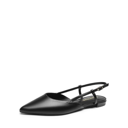 DREAM PAIRS Women's Slingback Dress Ballet Flats,All Black-Pu,6.5 | Amazon (US)