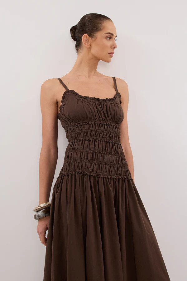 TOBY BITTER CHOC COTTON MIDI DRESS | DISSH