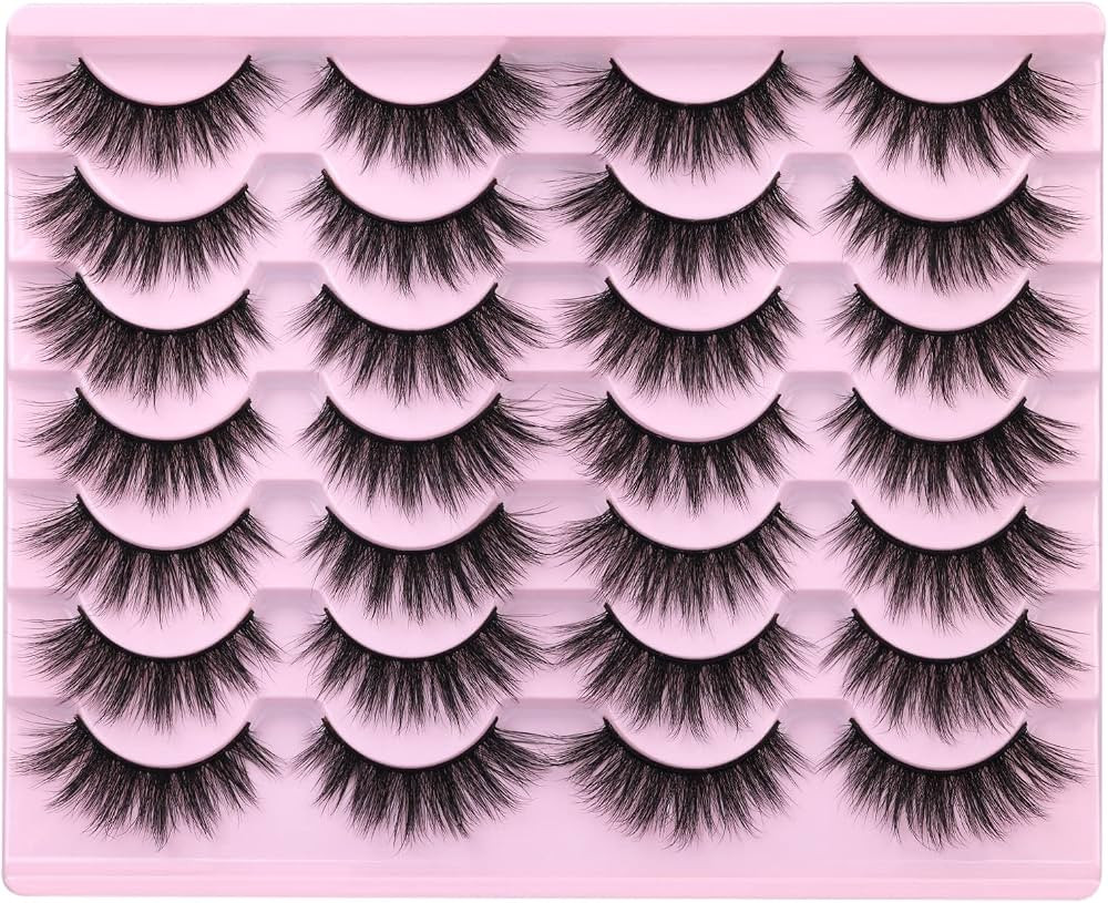 EyeLashes Natural Look 16mm Faux Mink Lashes Fluffy Cat Eye Wispy Eyelashes 6D Volume False Lashe... | Amazon (US)