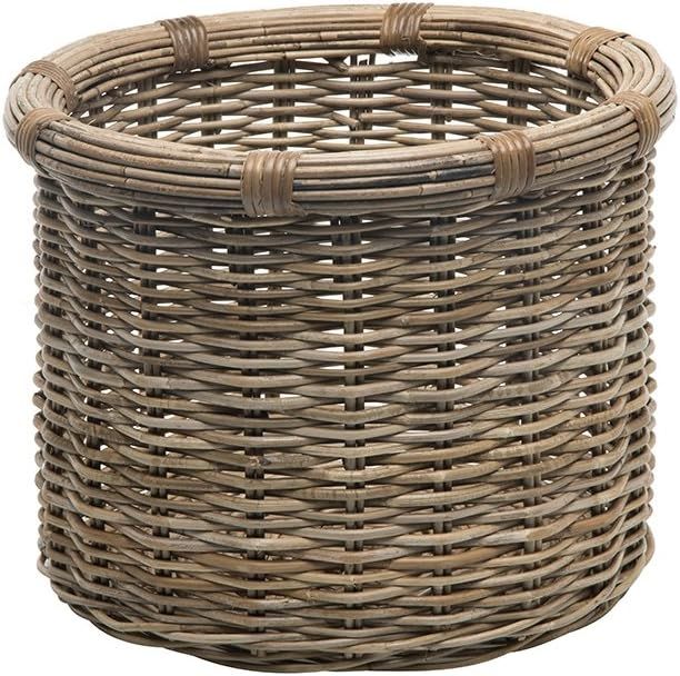 Amazon.com: Kouboo 1060106 Rattan Kobo Round Log and Storage Basket, Gray : Home & Kitchen | Amazon (US)