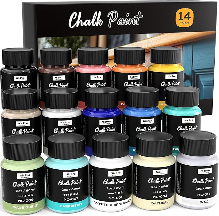 Nicpro 14 Colors Chalk Paint for Furniture, 2 fl oz (60ml) Ultra Matte Finish Acrylic Craft Paint... | Amazon (US)