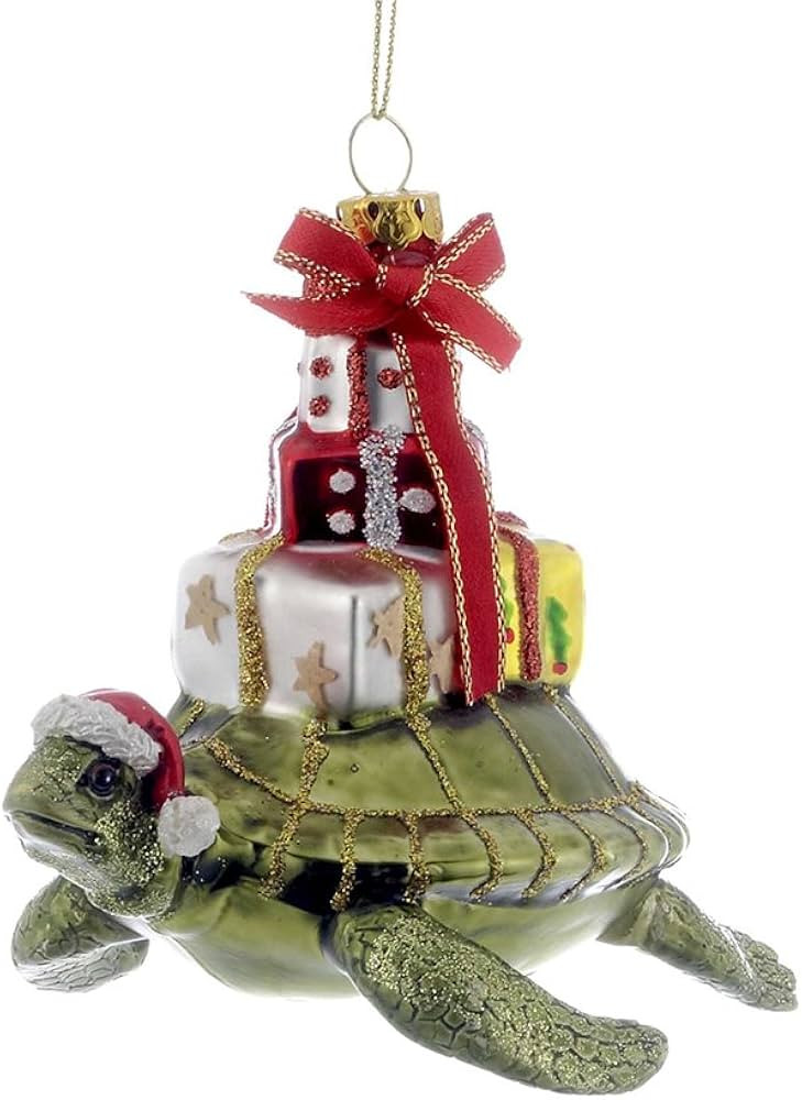 Kurt Adler 4" Glass Turtle with Gift Ornament for Christmas | Amazon (US)