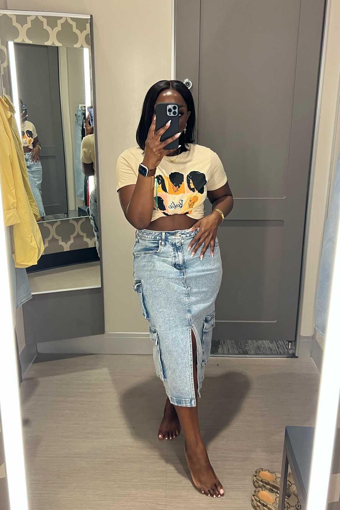 Loved the way this denim cargo skirt fit, wearing a size Medium in the skirt and Medium in the shirt! 

#LTKstyletip #LTKbeauty #LTKfindsunder50