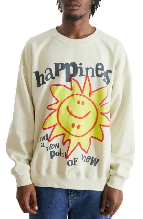 BDG Urban Outfitters Happiness Graphic Sweatshirt in Ecru at Nordstrom, Size Medium | Nordstrom