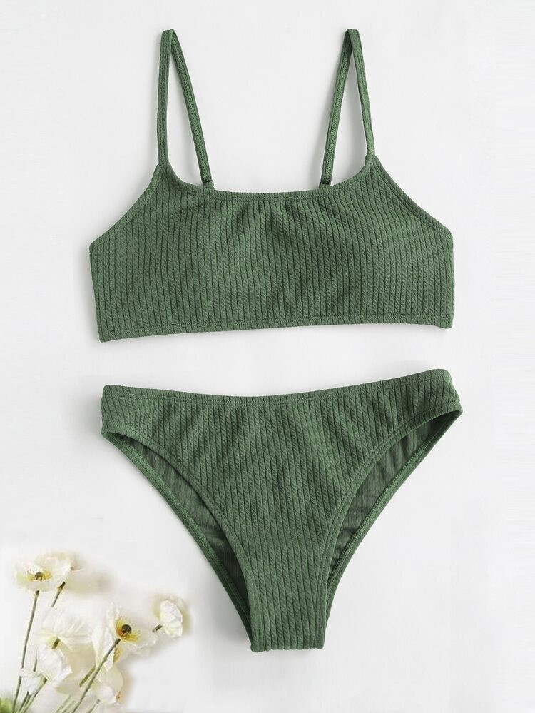 Teen Girls Plain Bikini Swimsuit | SHEIN