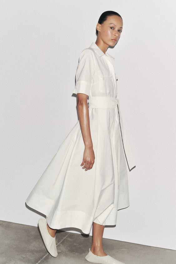 ZW COLLECTION POPLIN MIDI DRESS | Zara US