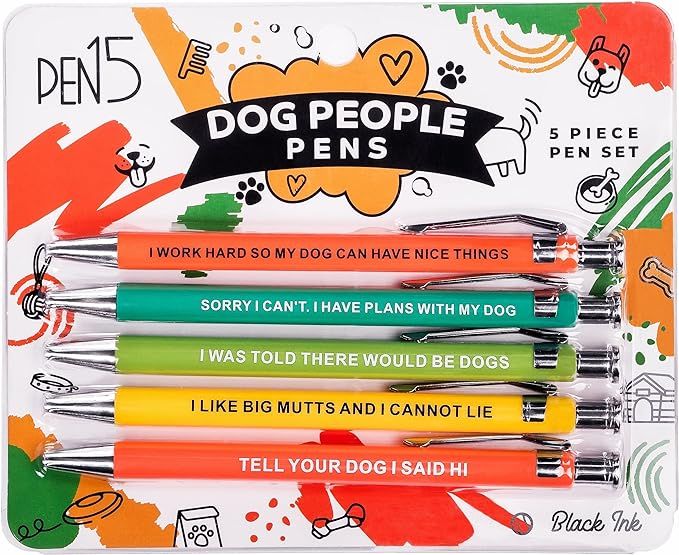 Funny Dog People Pens, A snarky gag gift for pet owners or coworkers, Black pens DG101 5 Count (P... | Amazon (US)
