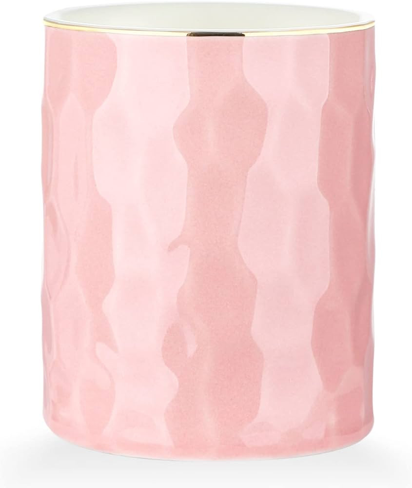 WHJY Ceramic Pink Pencil Cup, Makeup brushes Holder, Gold Pen Holder for Desk Cute Small Boho Bru... | Amazon (US)