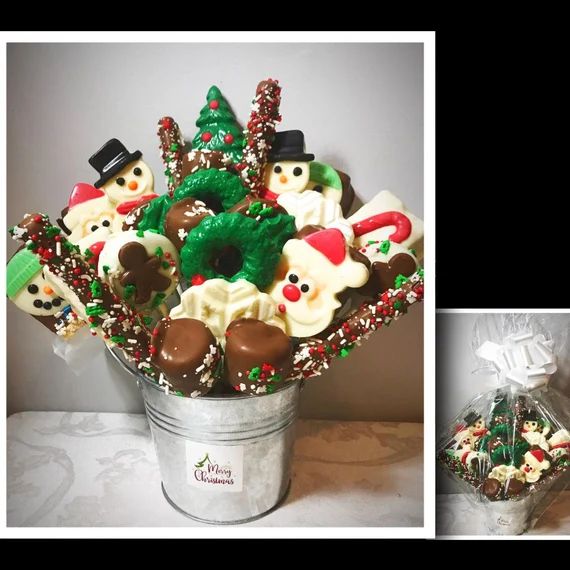 Christmas Chocolate Dipped Gift Basket christmas Gourmet Gift - Etsy | Etsy (US)