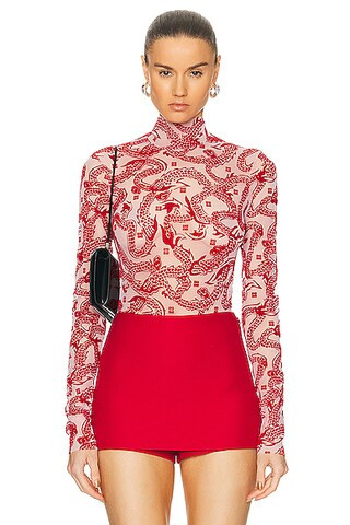 Jacquard Turtleneck Bodysuit Top | FWRD 