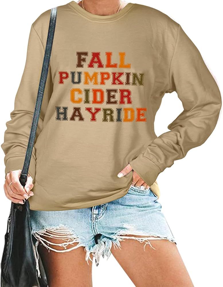 BLANCHES Pumpkin Sweatshirt Women Halloween Pullover Fall T Shirt Long Sleeve Tee Tops Holiday Bl... | Amazon (US)
