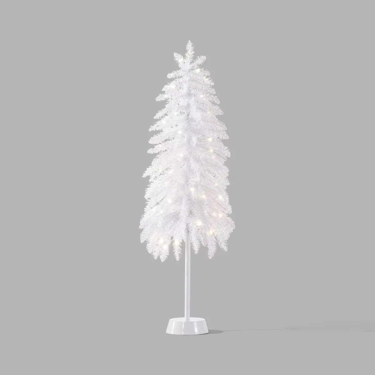4' Pre-lit Slim White Tinsel Alpine Fir Mini Artificial Christmas Tree White LED Lights - Wonders... | Target
