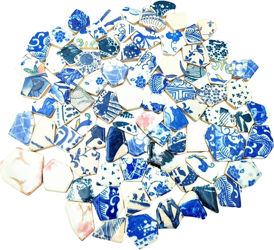 1.1 LB Porcelain Ceramic Mosaic Tiles,Broken Irregular Mosaic Tiles for DIY Craft Floor,Kitchen,P... | Amazon (US)
