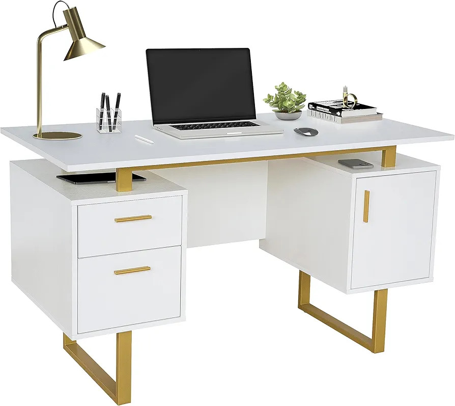 Techni Mobili Storage Drawers and Cabinet 51.25” W-Modern Office Large Floating Desktop Surface... | Amazon (US)