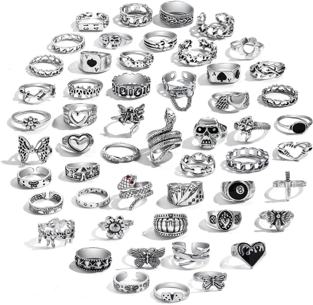IFKM Vintage Silver Knuckle Rings Set for Women, Stackable Joint Finger Statement Rings Bohemian ... | Amazon (US)