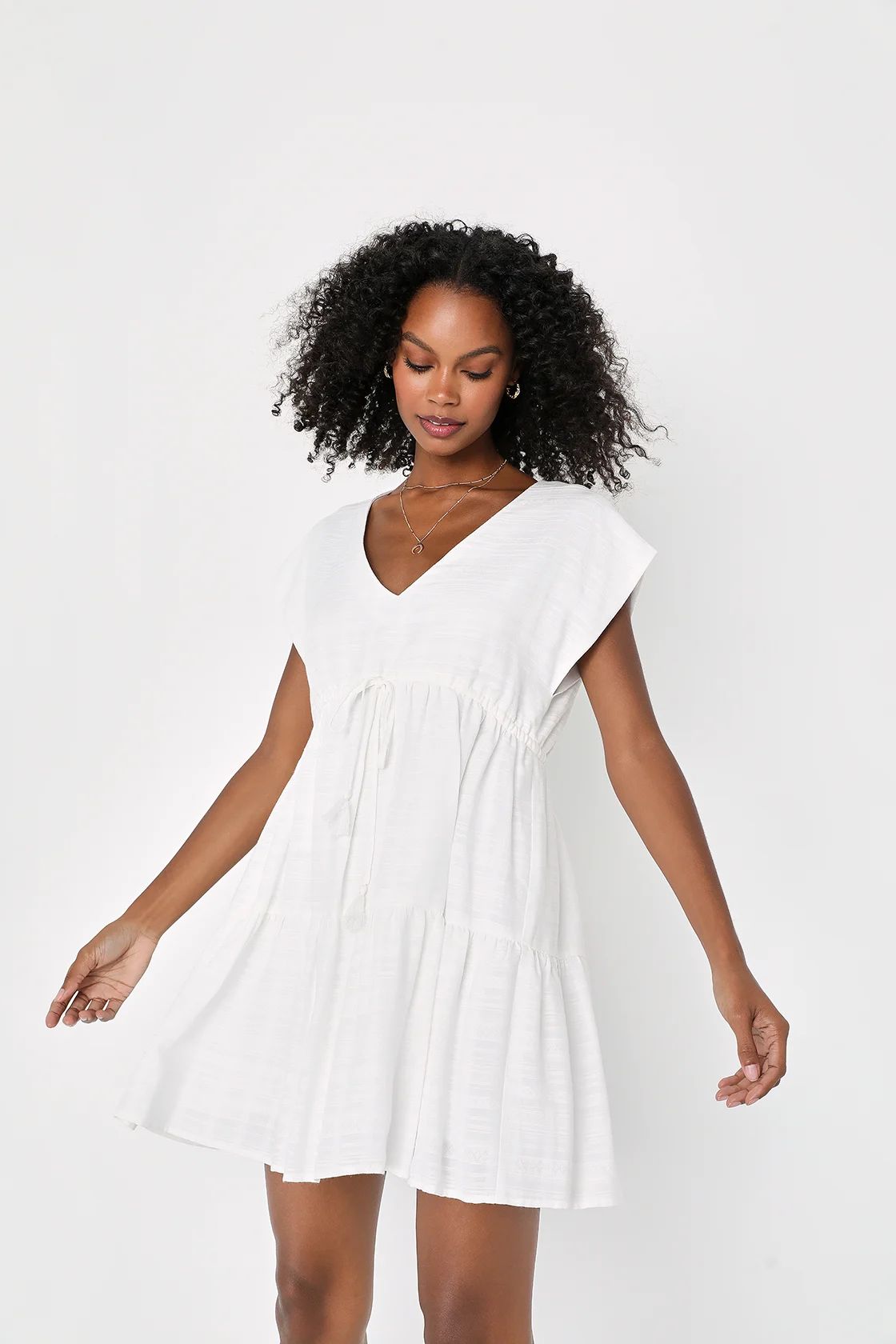 Summer Breezes White Short Sleeve Mini Dress | Lulus (US)