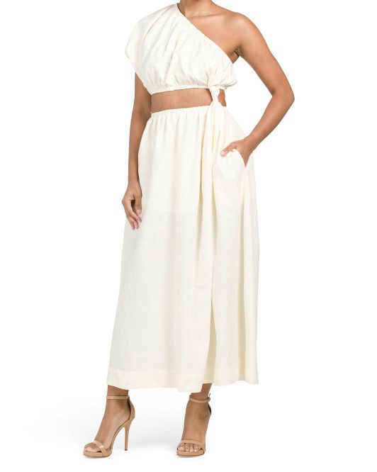 Linen Blend One Shoulder Dress | TJ Maxx