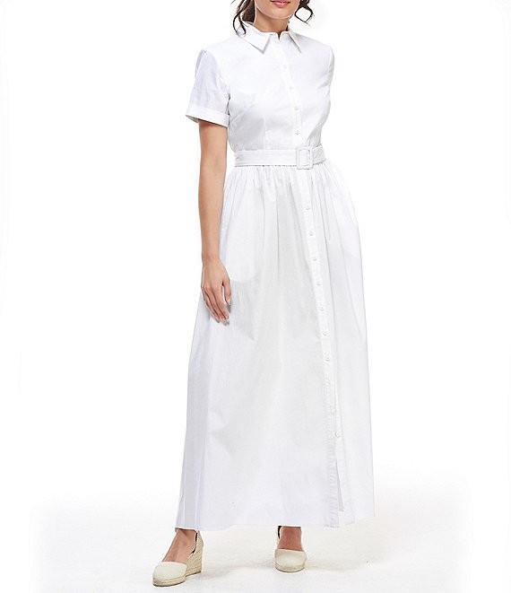Danielle Short Sleeve Belted Maxi Shirt Dress | Dillards