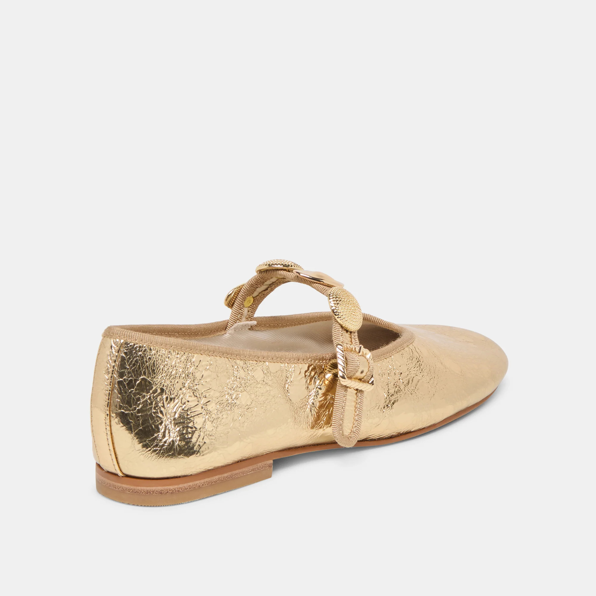 Relan Ballet Flats Gold Distressed Leather | DolceVita.com