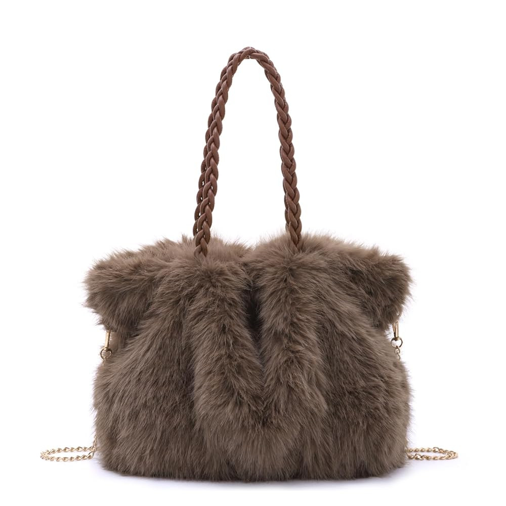 GOKTOW Faux Fur Purse for Women, Soft Fluffy Furry Fuzzy Handbag,3-Way Carry Tote Bag for Winter ... | Amazon (US)