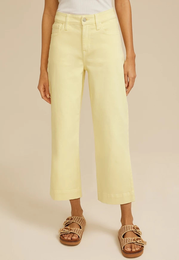 m jeans by maurices™ High Rise Yellow Wide Leg Ankle Jean | Maurices