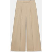 Zara - Zw Collection Pleated Wide Leg Pants - Beige - Xs - Woman | Zara US