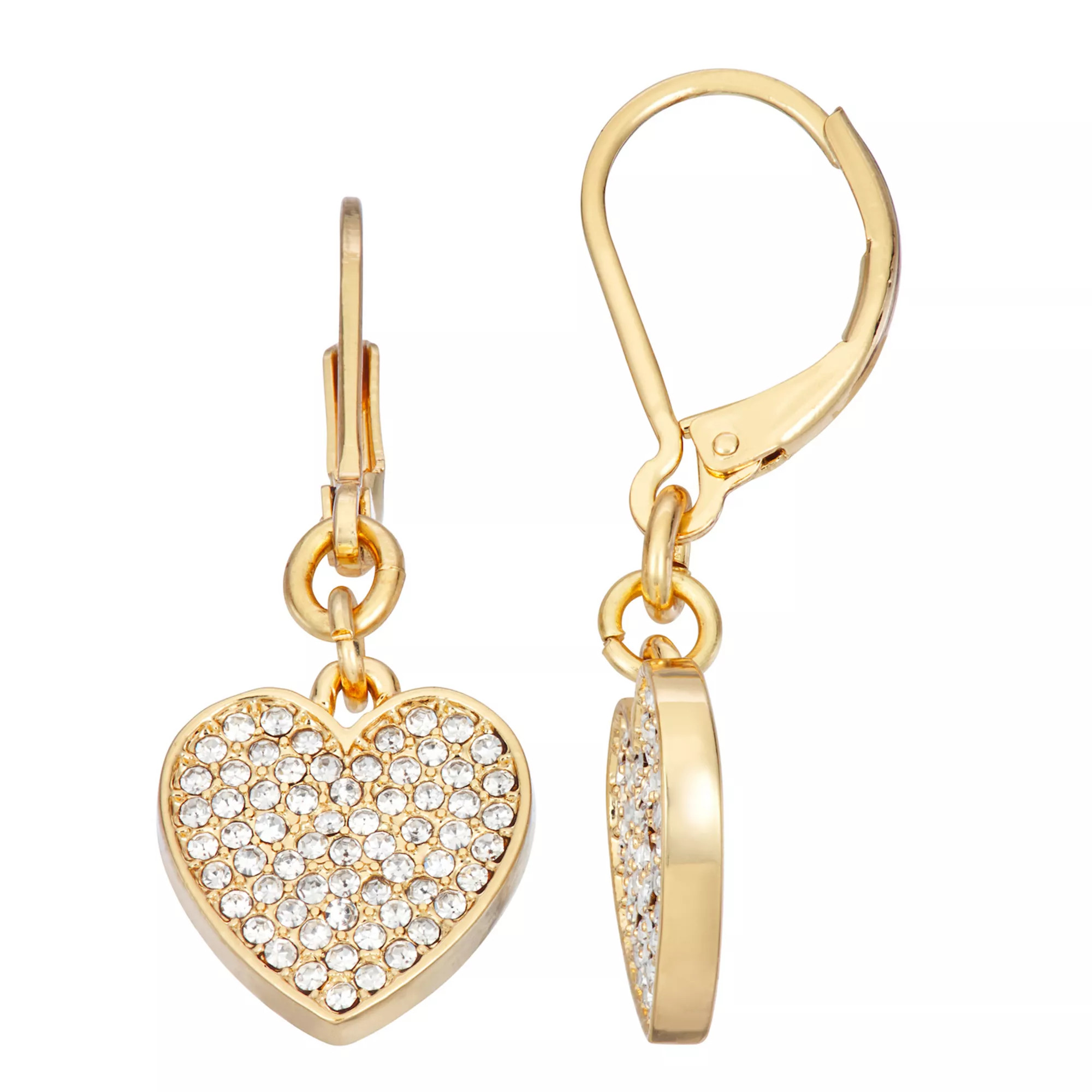 Simply Vera Vera Wang Gold Tone Pave Heart Drop Earrings | Kohl's