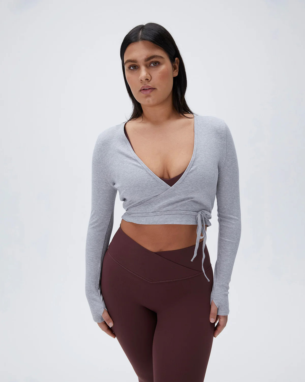 Rib Wrap Cardigan - Grey Melange | Adanola UK