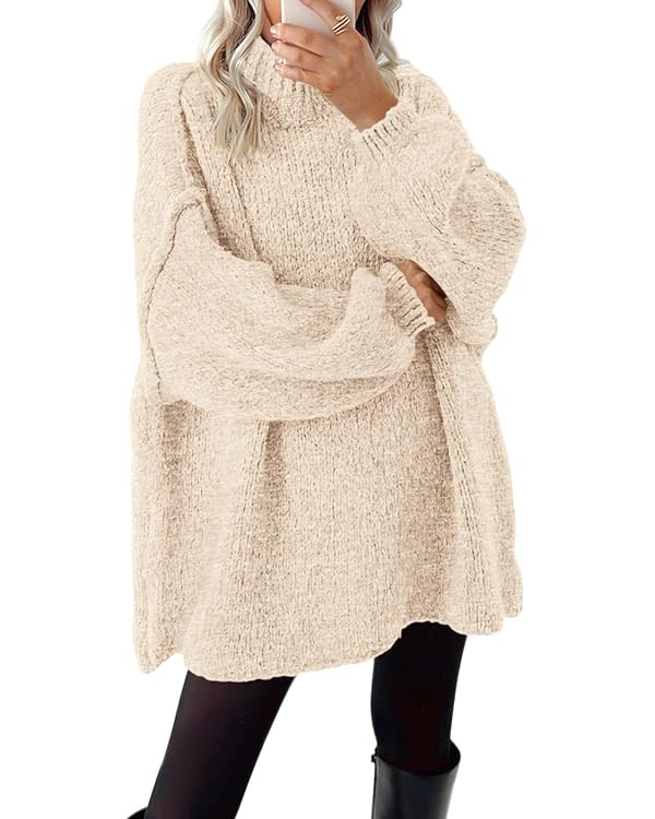 BTFBM Women's Long Pullover Sweaters 2025 Fall Winter Mock Neck Long Sleeve Thick Oversized Casua... | Amazon (US)