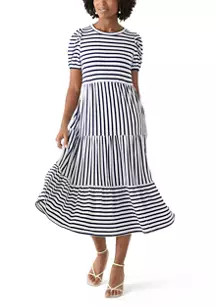 Crown & Ivy™ Women's Puff Sleeve Striped Midi Dress | Belk