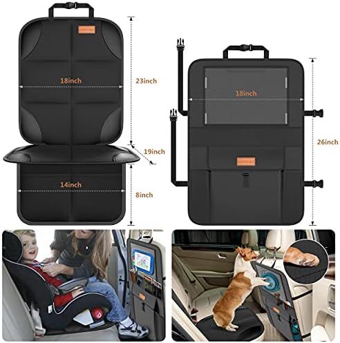 Smart eLf Car Seat Protector + Backseat Car Organizer Kick Mat, Large & Waterproof 600D Fabric Ch... | Amazon (US)