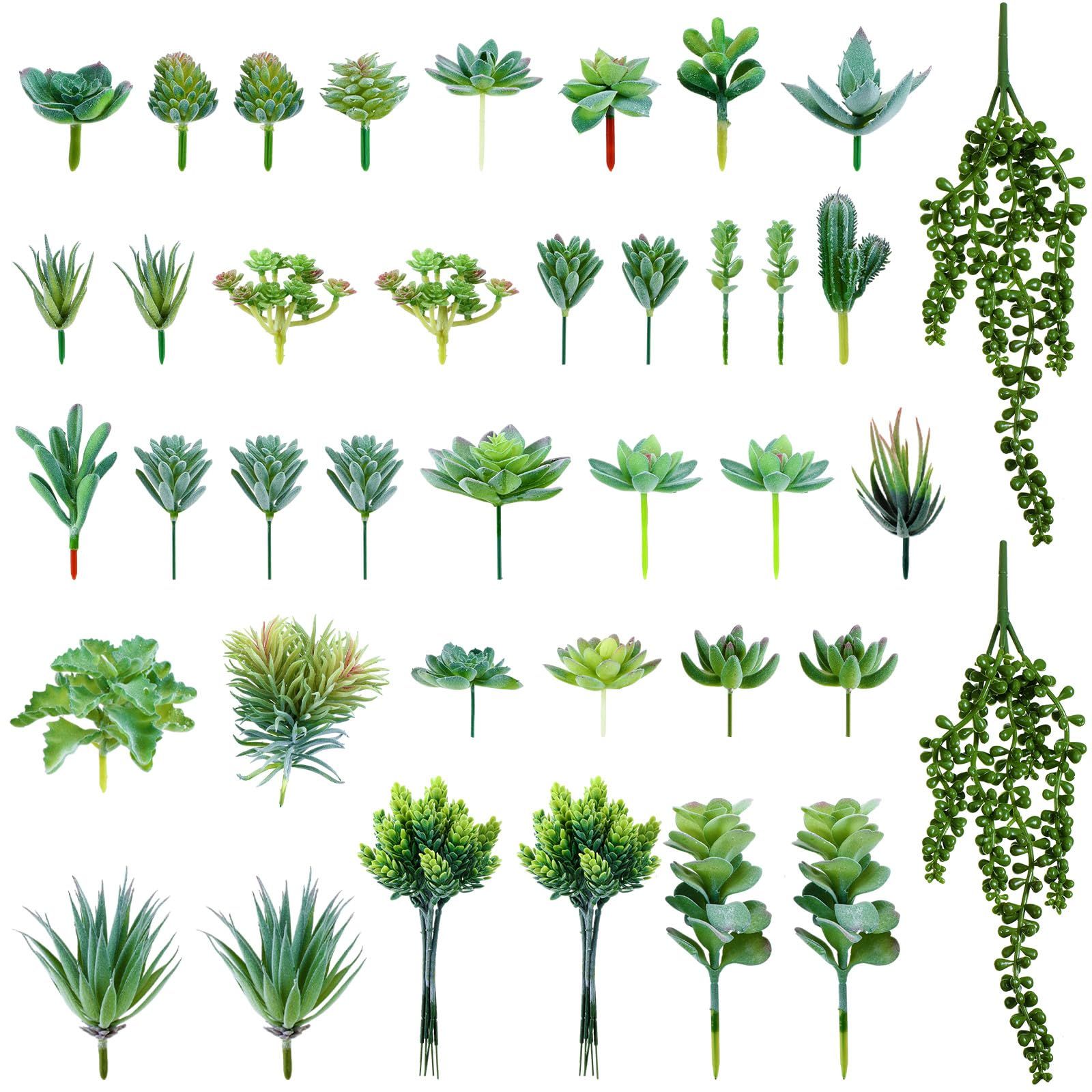 Yunsailing 40 Pieces Artificial Succulent Plants Faux Succulents Realistic Fake Succulents Unpott... | Amazon (US)