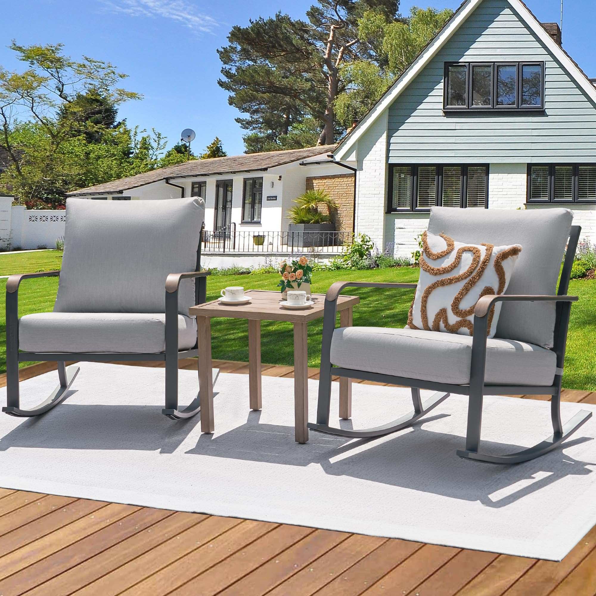 NATURAL EXPRESSIONS Glider Rocking Chair Bistro Set, 3 Pieces Outdoor Patio Furniture Conversatio... | Amazon (US)