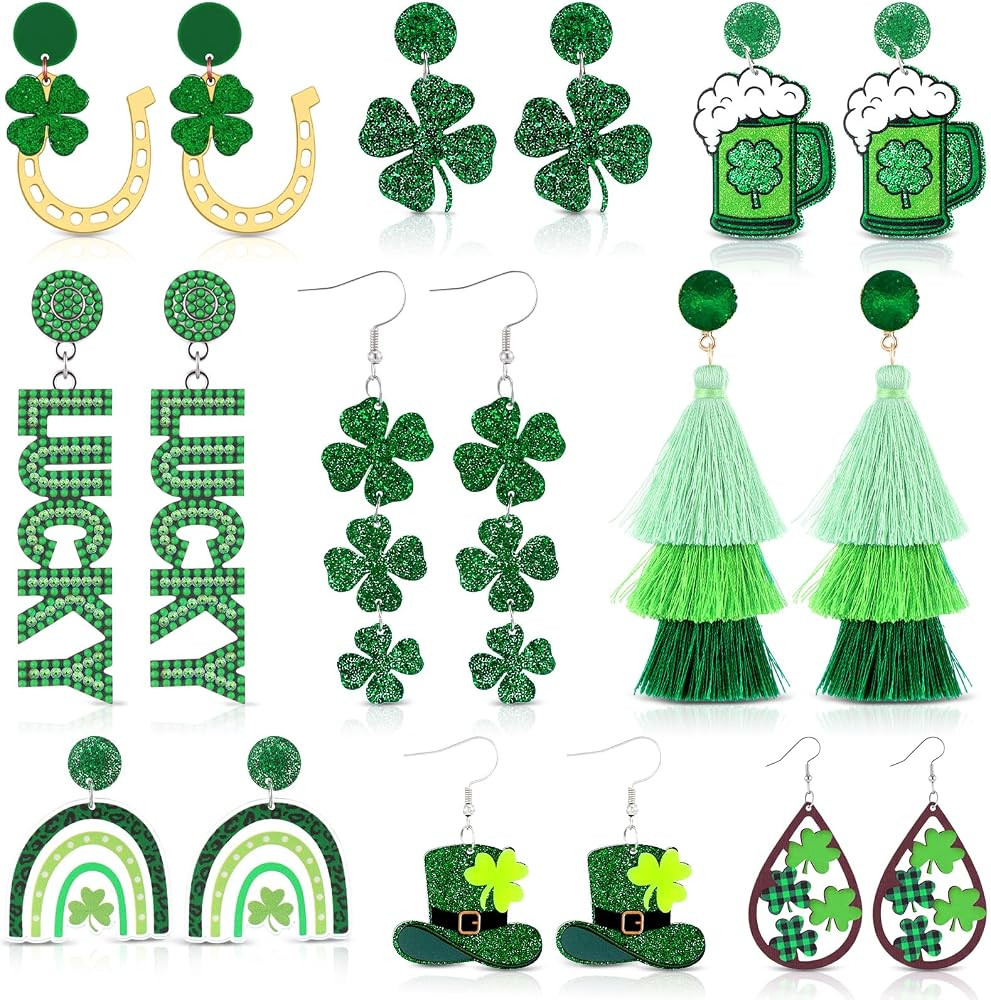 Capoda 12 Pairs Holiday Earrings Set for Women Beaded Dangle Earrings Bulk Dangle Drop Accessory ... | Amazon (US)