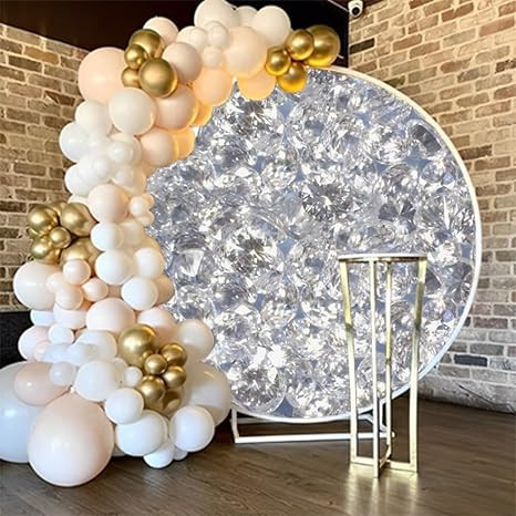 OERJU 7.2x7.2ft Sliver Diamond Round Backdrop Luxurious Crystal Silver Photography Background Cir... | Amazon (US)