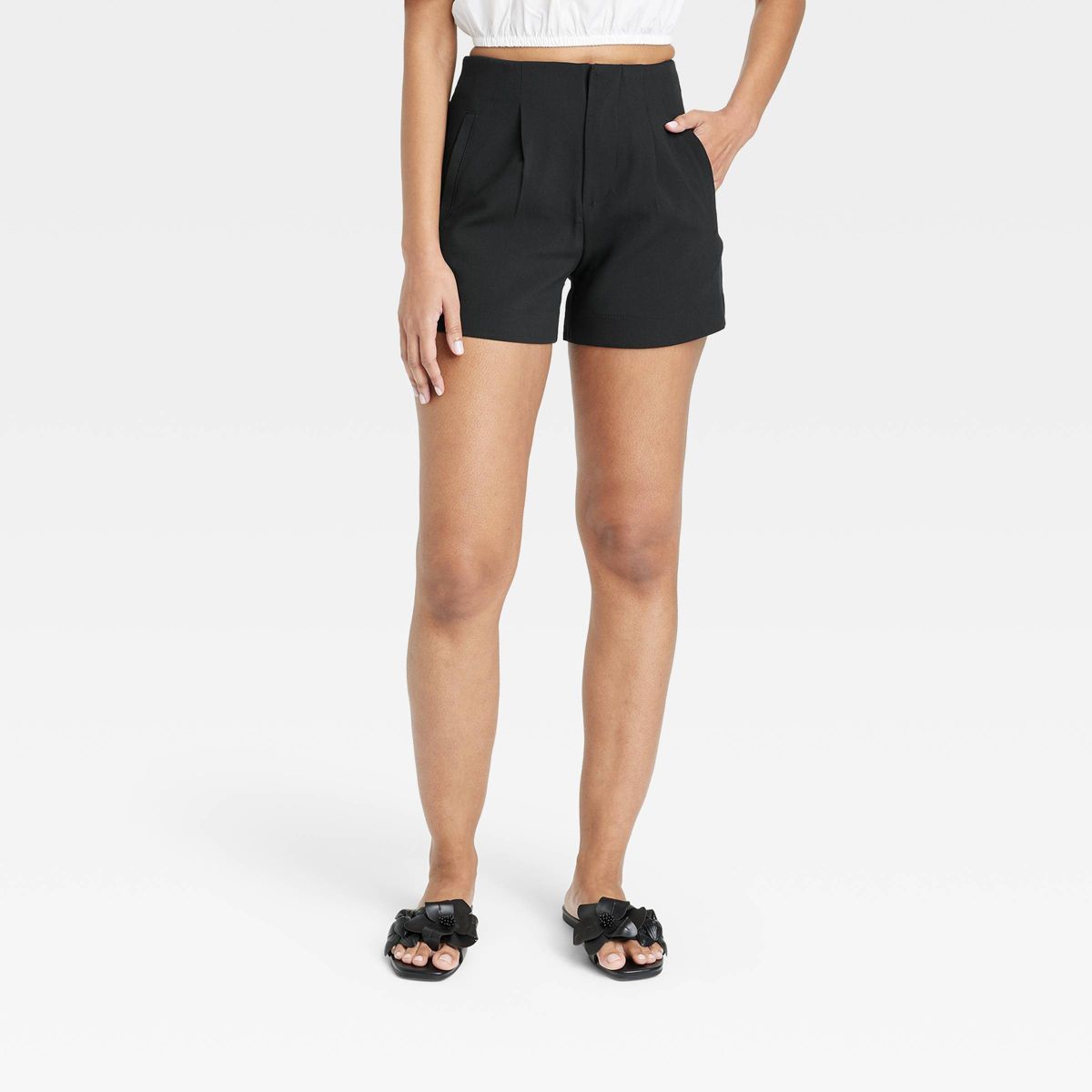 Women's High-Rise Tailored Shorts - A New Day™ Black 4 | Target