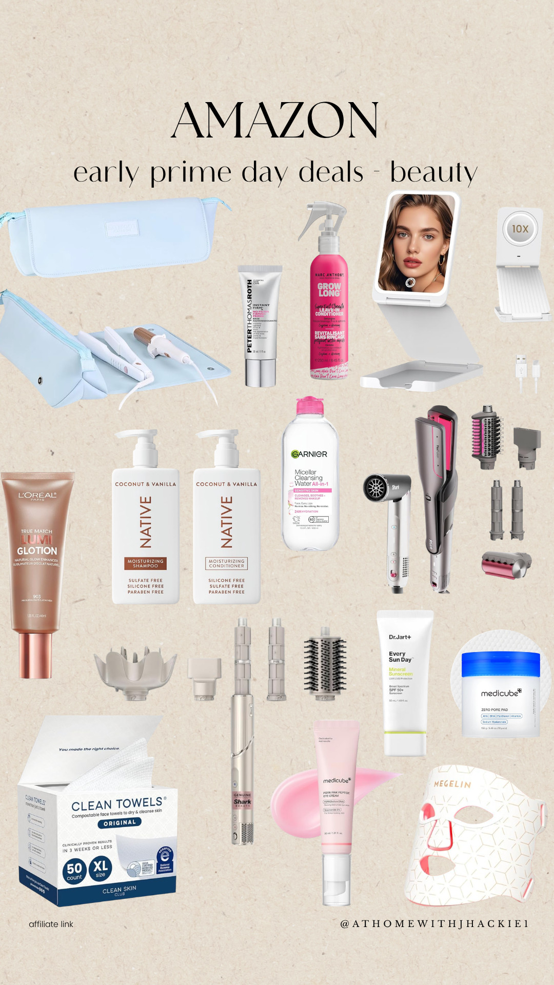 Amazon, beauty deals, Amazon beauty finds, Prime Day beauty deals, skincare essentials, hair care products, beauty gadgets, LED face mask, red light therapy mask, magnifying makeup mirror, vanity mirror, travel flat iron case, heat resistant styling mat, Shark FlexStyle, hair dryer brush, blowout tools, hair styling tools, Native shampoo, Native conditioner, micellar water, Garnier Micellar Water, L'Oréal Lumi Glotion, Peter Thomas Roth skincare, Dr. Jart sunscreen, mineral sunscreen, Medicube skincare, Korean skincare, peptide eye cream, clean skin towels, Clean Towels XL, leave in conditioner, hair growth products, beauty organization, travel beauty essentials, anti aging skincare, glowing skin products, beauty routine essentials, self care products, Amazon skincare deals, Amazon haircare deals, beauty must haves, makeup prep products, skincare tools, beauty favorites, affordable beauty finds, viral beauty products, wellness essentials, at home beauty routine, summer beauty essentials, beauty affiliate finds, Prime Day favorites

#LTKSaleAlert #LTKBeauty