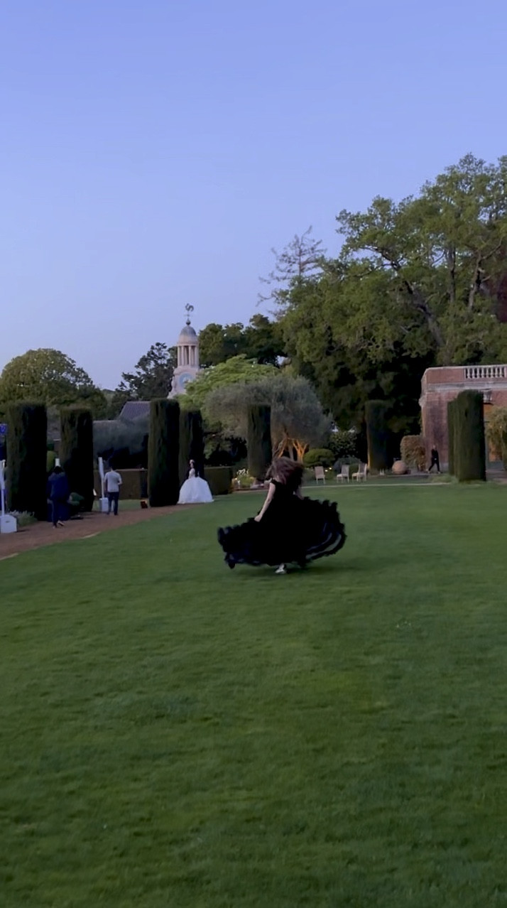 The skirt of the dress is sheer. I layered the tulle skirt under it. It added so much fullness it was so beautiful !