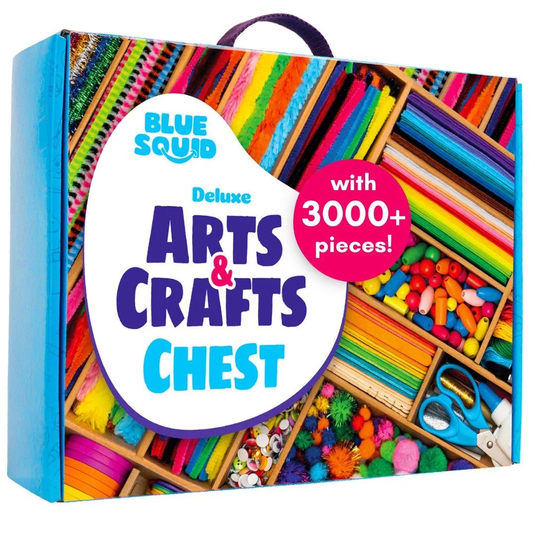 Blue Squid Arts and Crafts for Kids - 3000+ Piece Deluxe Craft Chest - Kids Art Supplies Craft Bo... | Walmart (US)