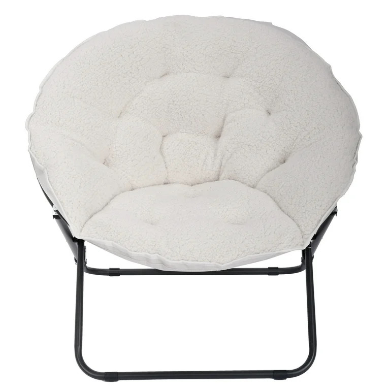 Mainstays Saucer Chair for Kids and Teens, White Faux Shearling - Walmart.com | Walmart (US)