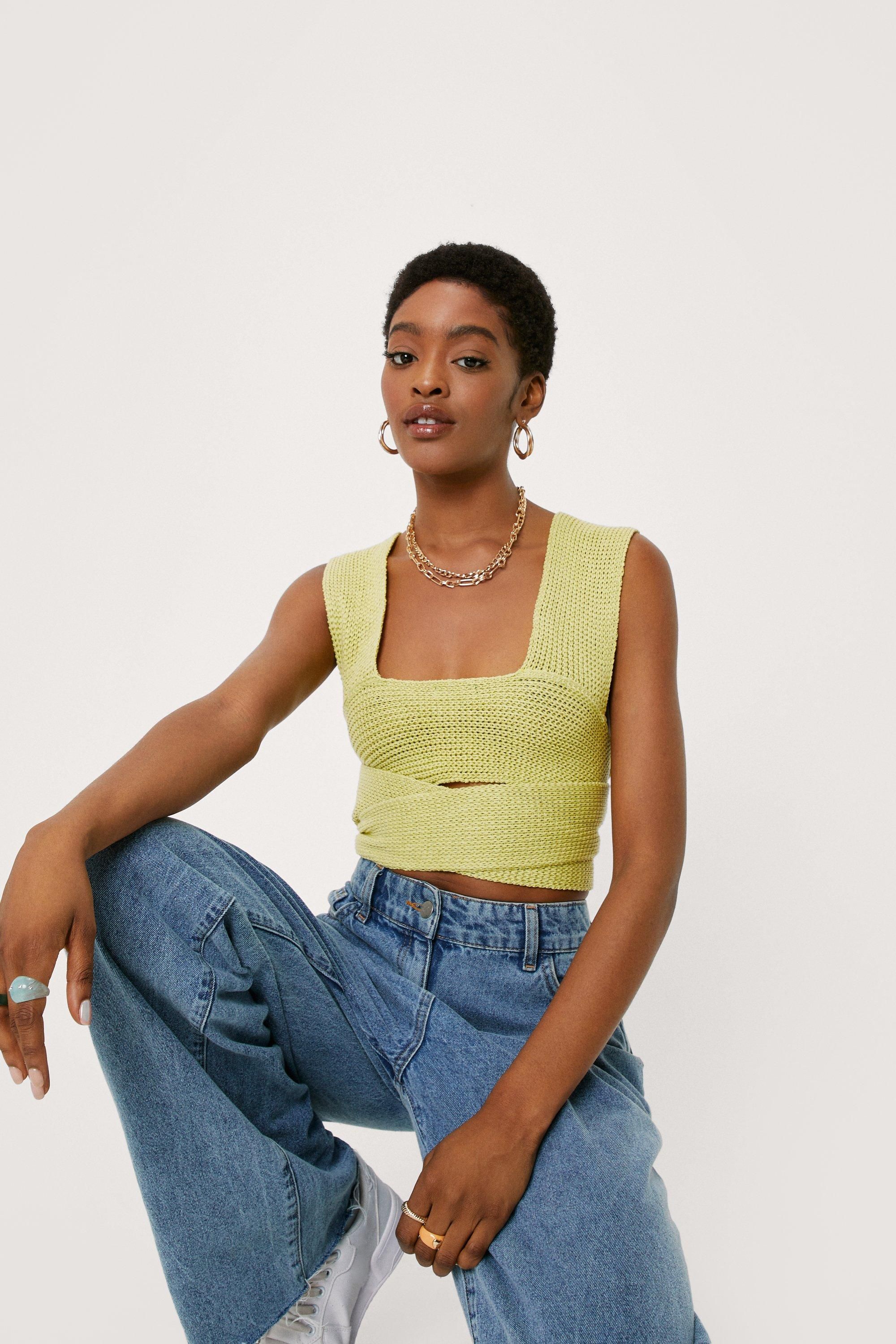 Knitted Square Neck Multiway Tie Top | Nasty Gal (US)