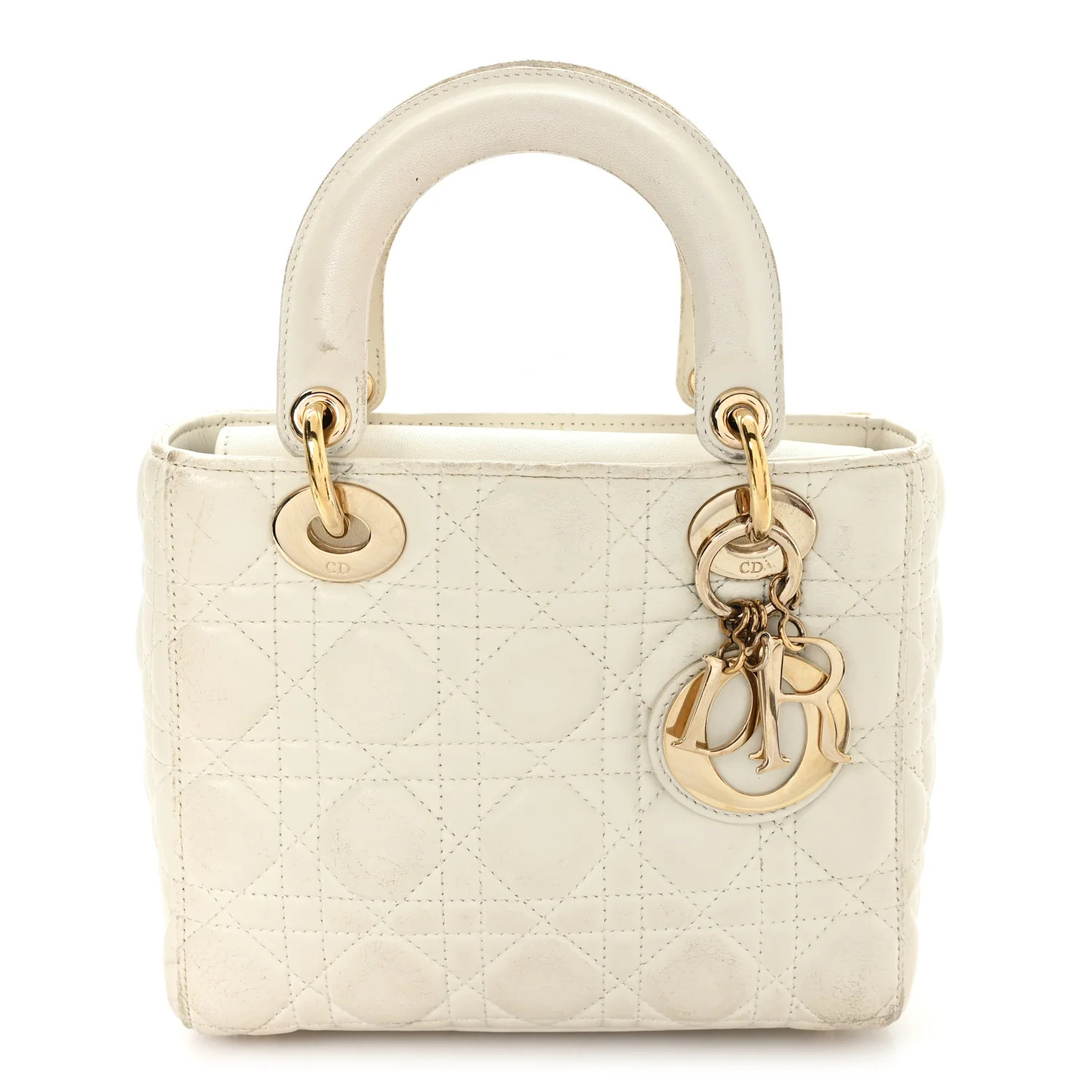 Christian Dior Lambskin Cannage Small My ABCDior Lady Dior White 1909566 | FASHIONPHILE (US)
