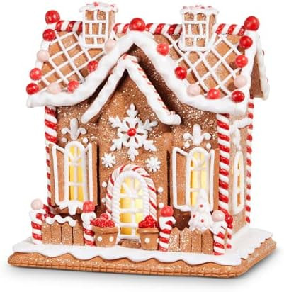 RAZ Imports Jingle & Cocoa Lighted Gingerbread House, 9" | Amazon (US)