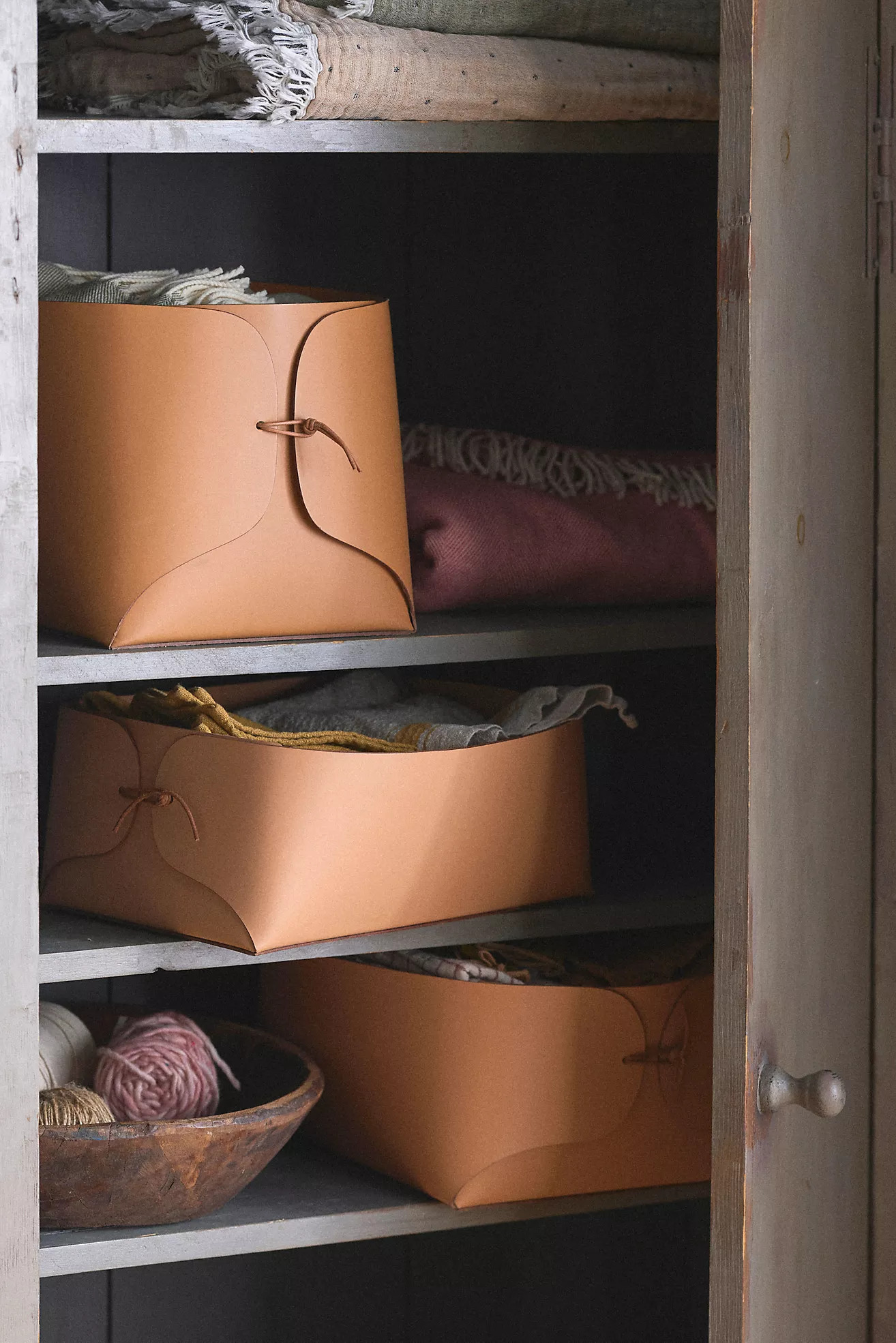 Folded Leather Basket | Anthropologie (US)