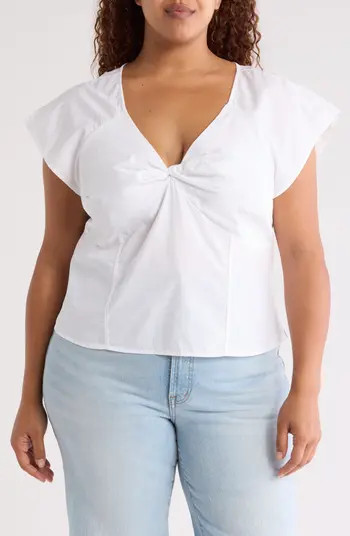 Madewell Twist Front Seamed Cotton Poplin Top | Nordstrom | Nordstrom
